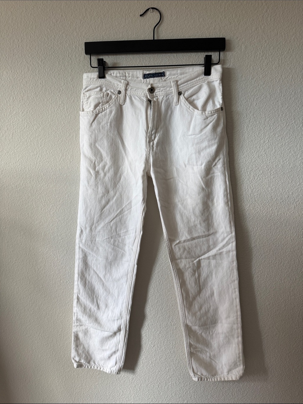 Ralph Lauren White Straight-Leg Cropped Jeans
